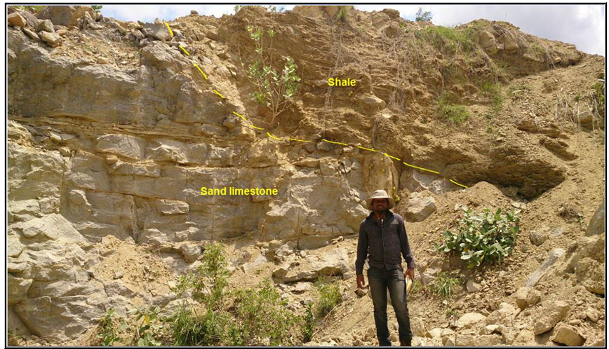 Msolwa quarry with good exposer of sand limestone overlain by Shale Msolwa quarry with good exposer of sand limestone overlain by Shale